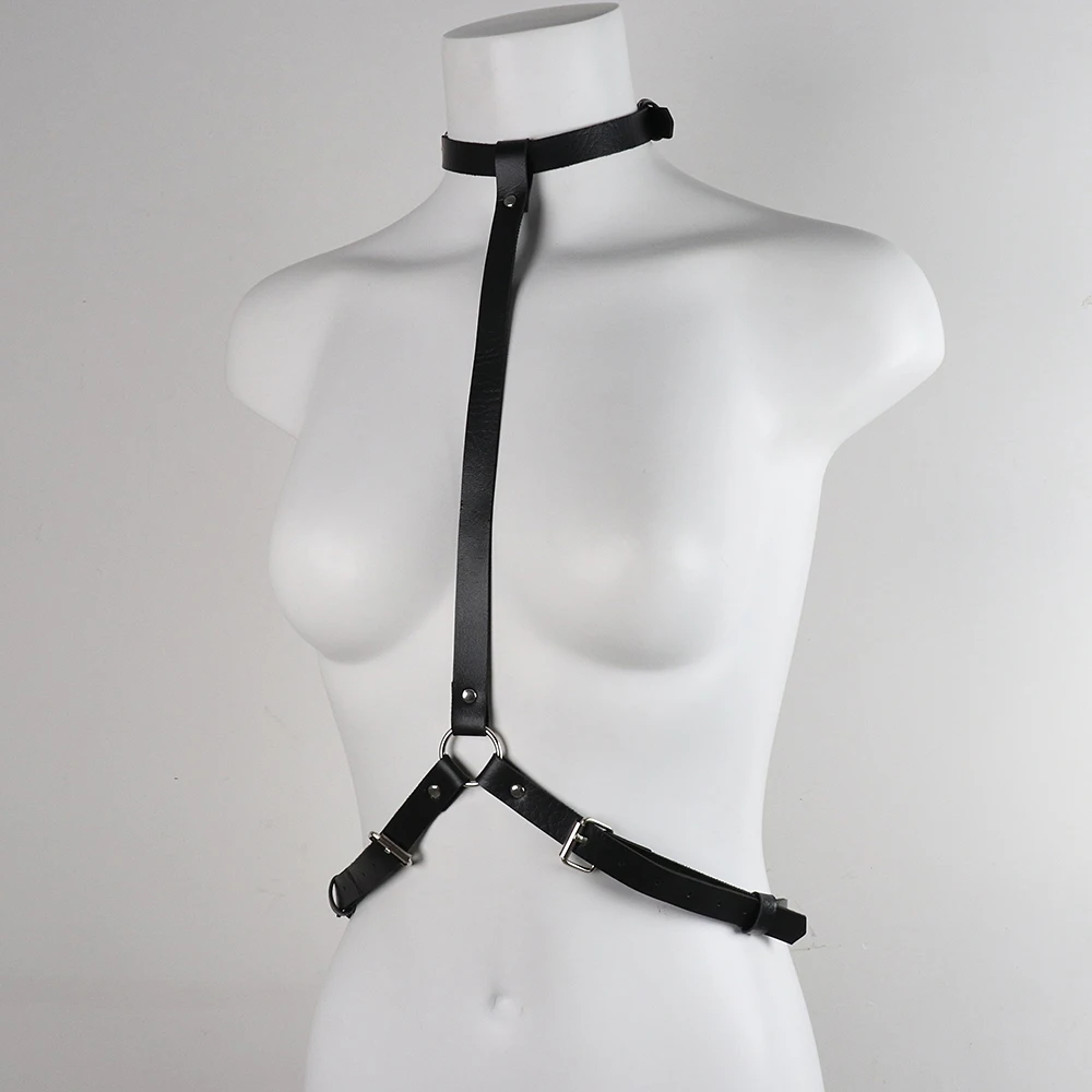 Women Lingerie Leather Harness Bondage Strap Adjustable Fetish Gay Sexual Body Chest Harness Belt Punk Rave Costumes Sex Cosplay