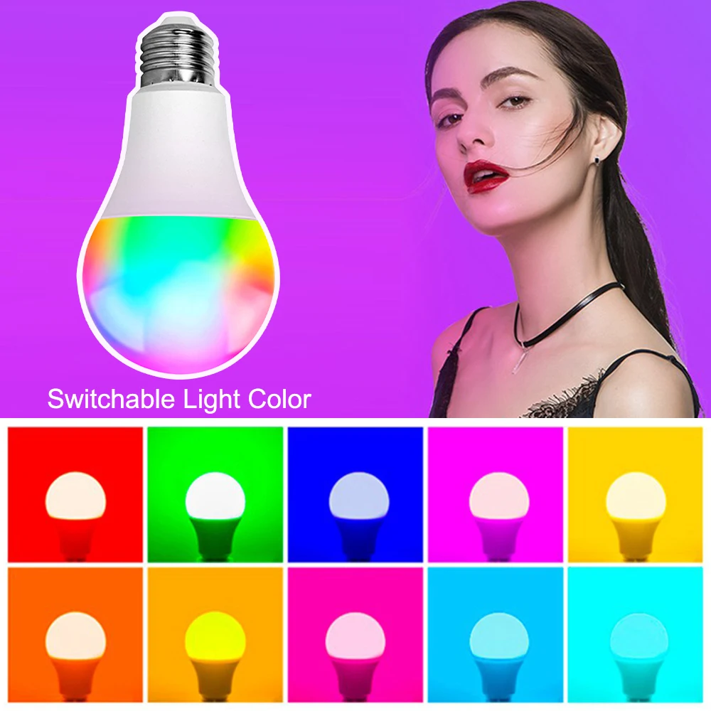 Tuya E27 LED Lights Bulb RGB CW WW Dimmable Lamp Smart Life APP Control Smart Bulb Work with Alexa Google  Assistant Home Decor