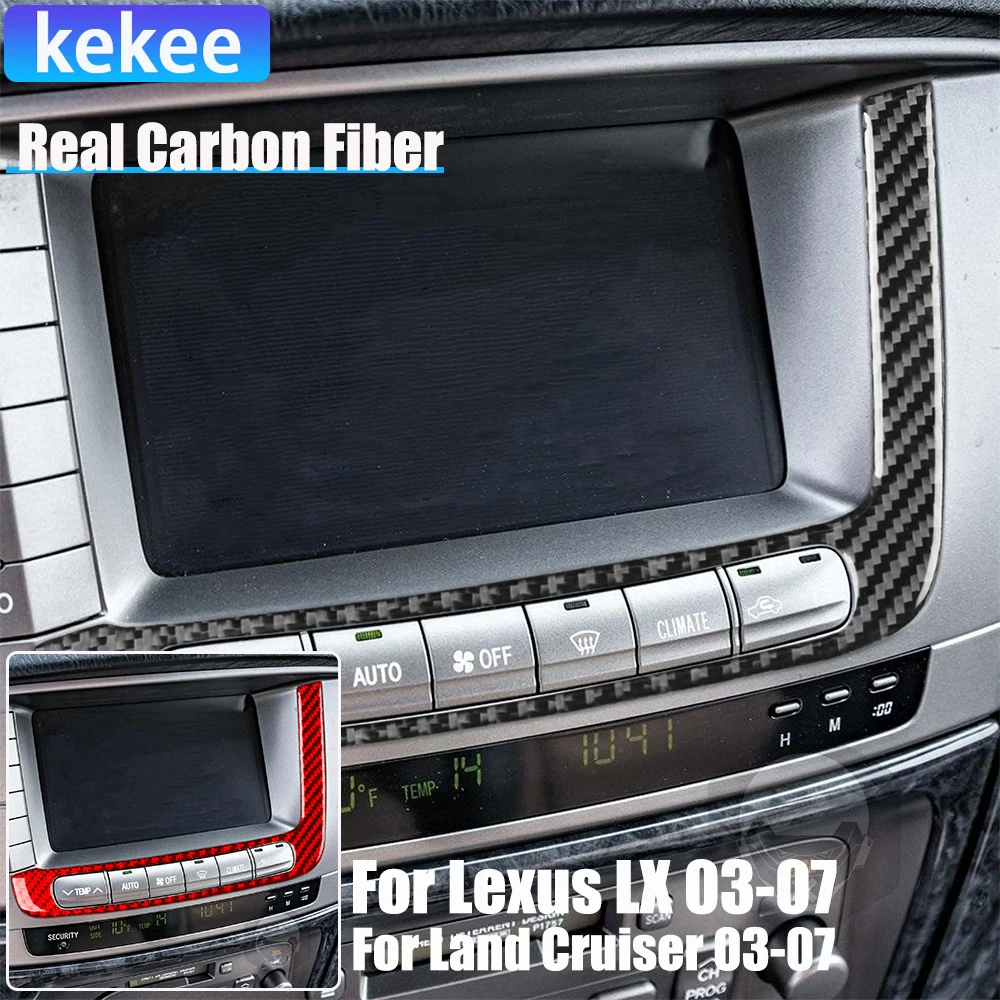 

Real Carbon Fiber Car Accessories Center Climate Panel Trim Cover Soft Sticker For Lexus LX For Toyota Land Cruiser 2003-2007