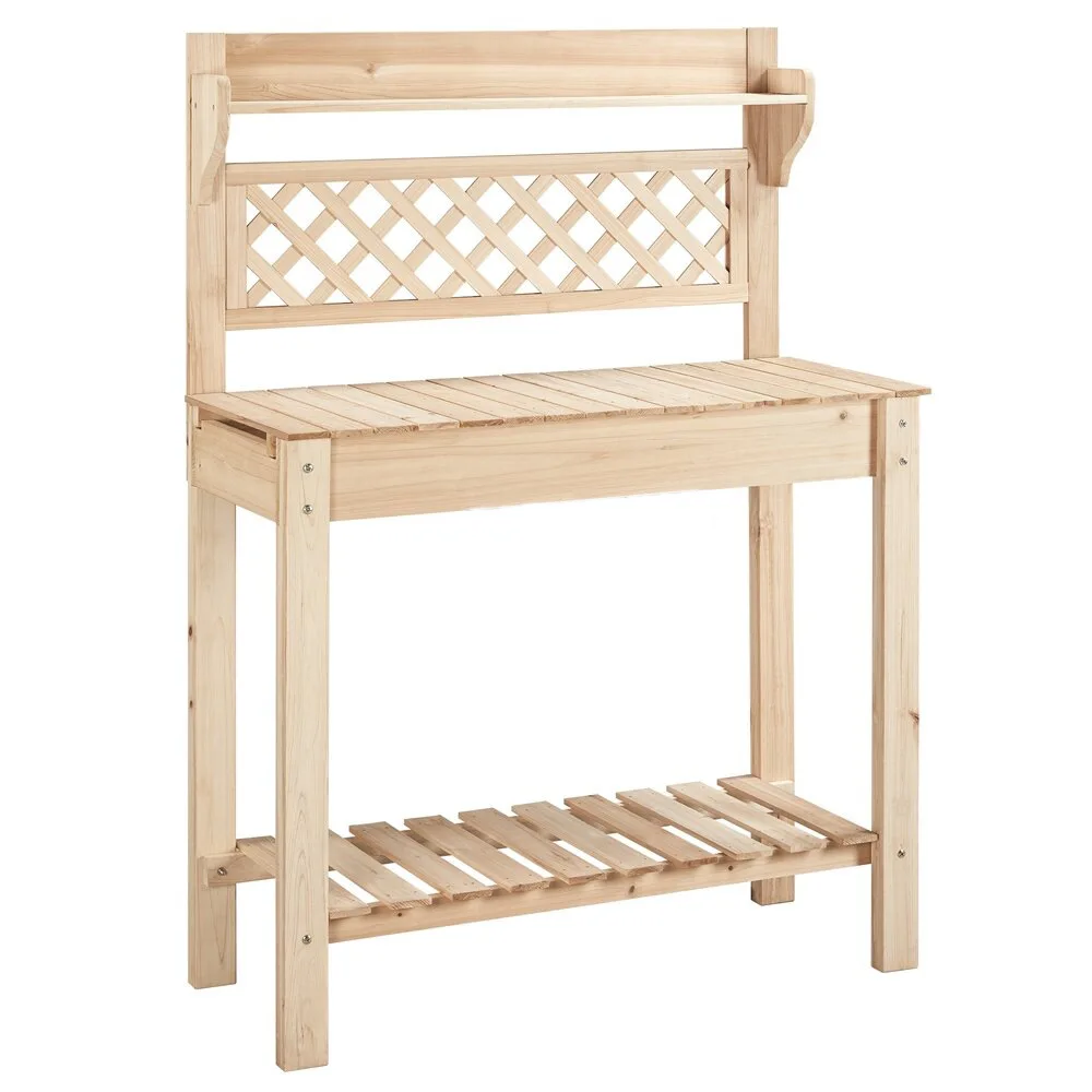 Wholesale Modern Standing Wooden Workstation Table Home Organizer Dinnerware for Outdoor Mobile Garden Potting Bench Made Wood