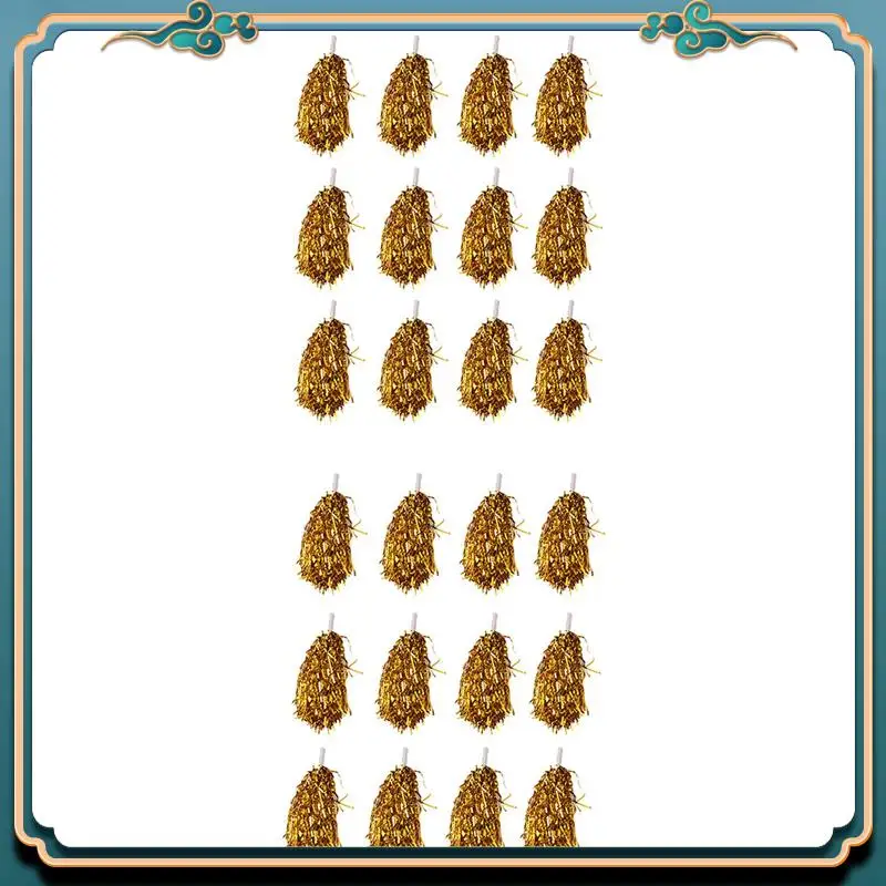 

Latest 96Pcs Cheerleading Pom Poms Metallic Foil Cheer Pom Poms With Plastic Handle For Adults Kids Cheerleaders Party Yellow