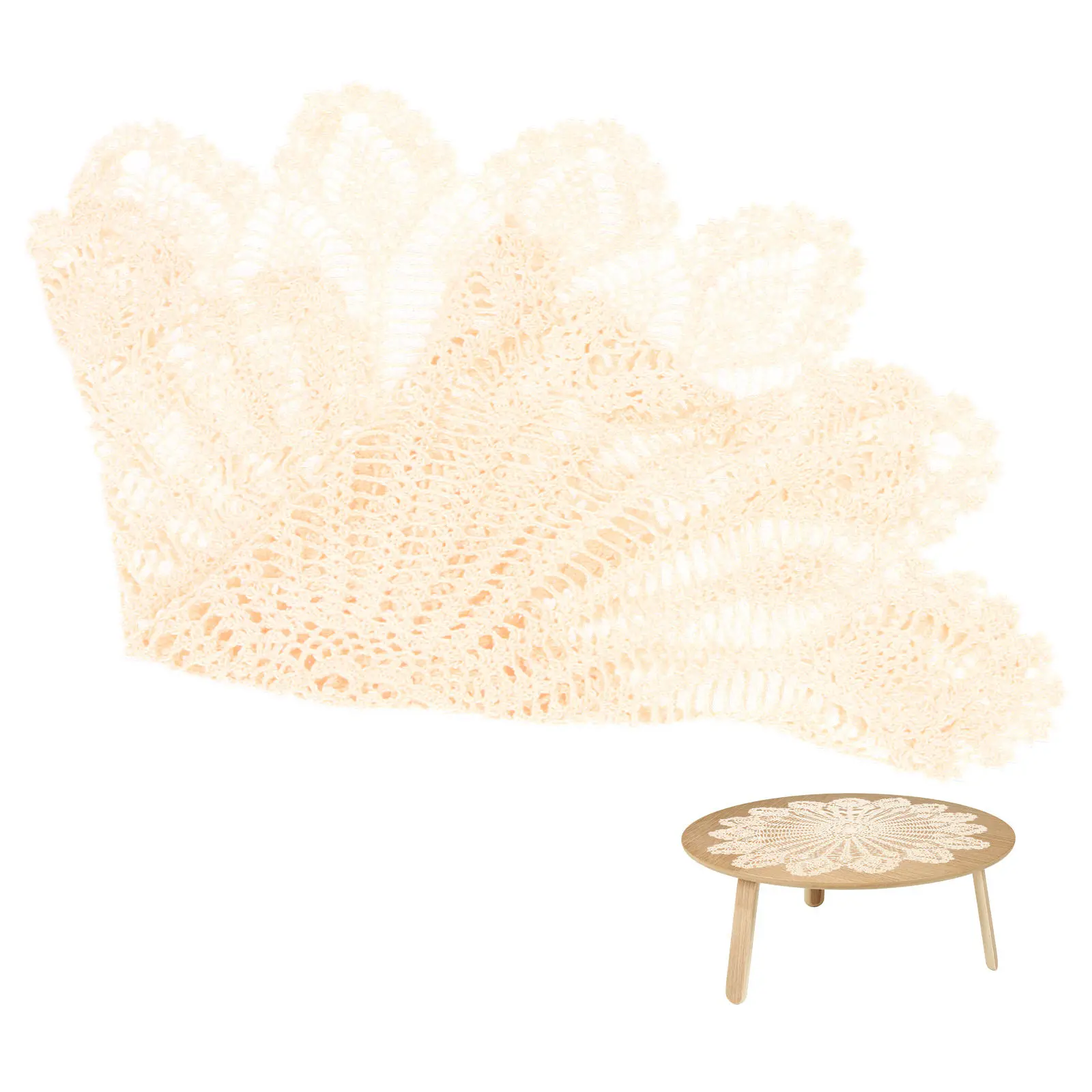 

Delicate Vintage Crochet Tablecloth Handmade Natural Beautiful Table Cover for Festivals Parties Banquets Home Table Decoration
