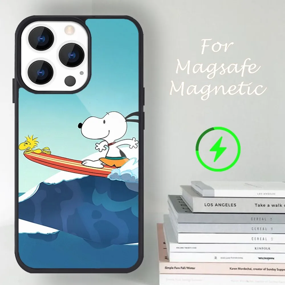 MINISO S-Snoopy Phone Case For iPhone 14 13 12 11 15 Pro Max Magsafe Magnetic