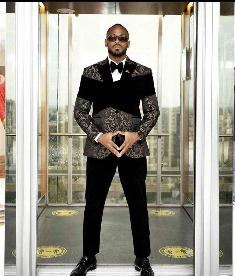 

Printed Luxury Men Suit Set 2 Piece Blazer+Pants Prom Wedding Tuxedos Coat Customized Formal Office Fashion Jacket