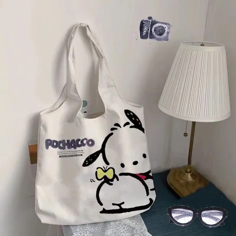 

PomPomPurin Anime Kawaii Sanrio Children Canvas Bag for Girls Cute Cartoon Large Capacity Student Storage Bag Gifts Toys