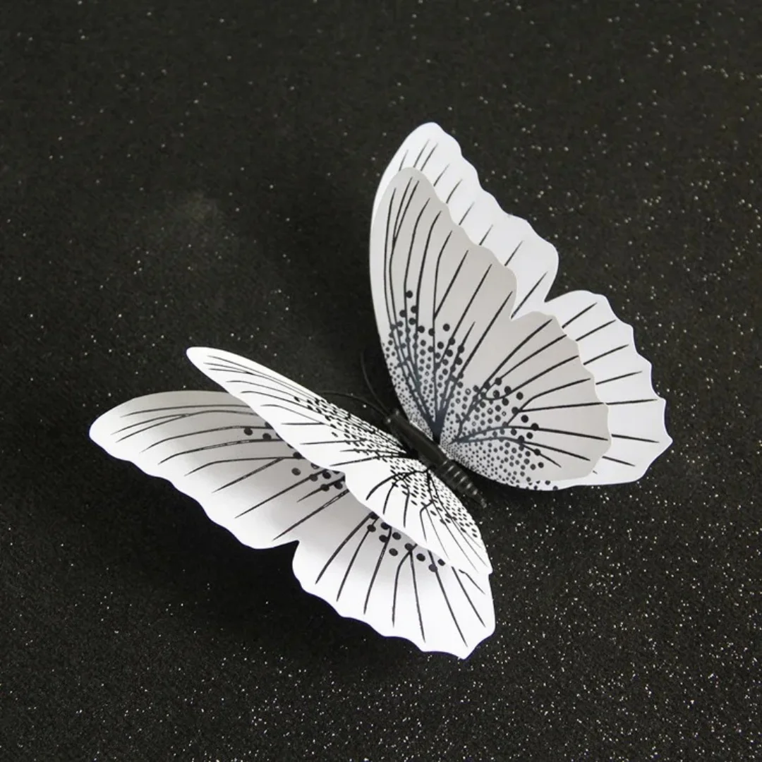 12Pcs  Double Layer 3D Butterfly Wall Stickers Wedding Decoration Room Butterflies Decor Fridge Magnet Art Decals