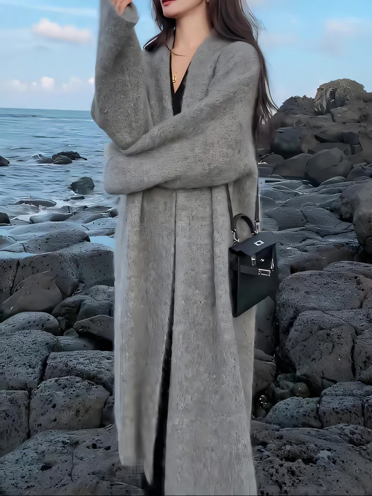 

ay Long Sve Knitwear Coat Lazy Sle Women's Loose Casual Versatile Autumn New Arrival Commute Korean Sle Anti-soil