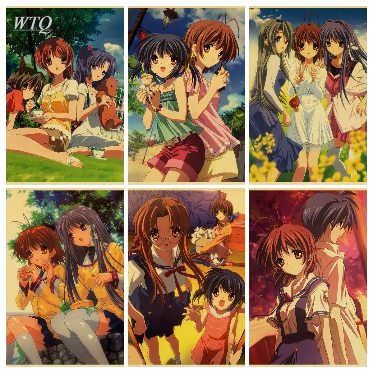 Anime Posters Japanese Anime CLANNAD Canvas Painting Retro Poster Home Decor Wall Decor Wall Art Photos for Children's Room