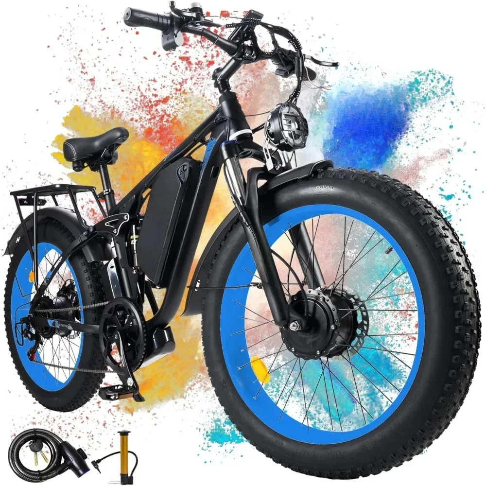 

For Dual-Motor Peak Elektrofahrrad für Erwachsene – Damen – Herren – 52 V, 30 Ah/25 Ah, vollgefedertes E-Bikes, 26/24 Zoll Fat T