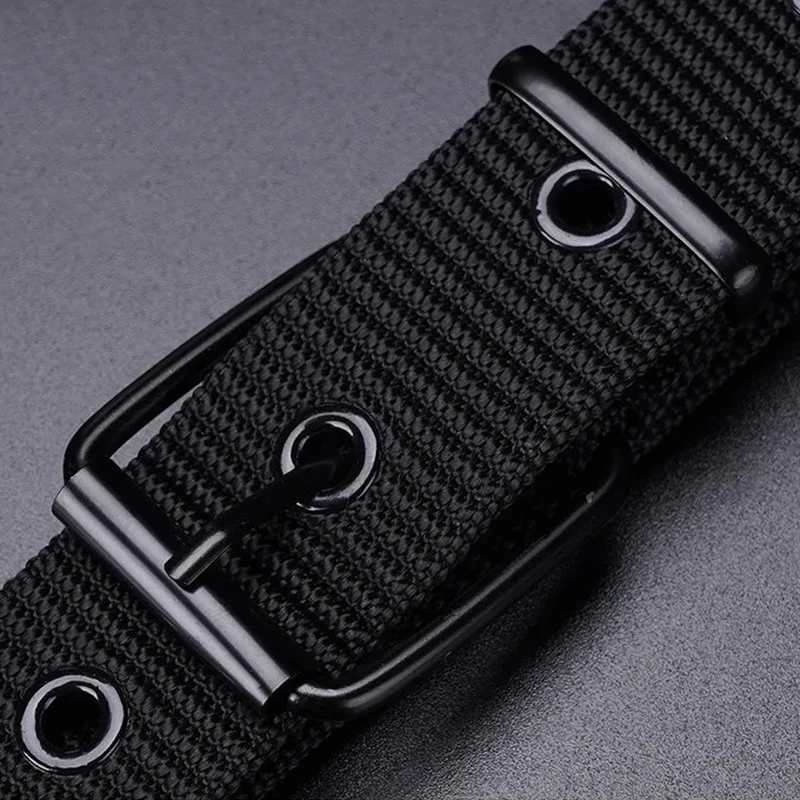 Herren Gürtel Mode Casual Nieten-Gürtel Canvas Nylon Gurtband Taktischer Gürtel Hochwertige Sport-Gürtelband Taillengürtel BF01 – Detail 9