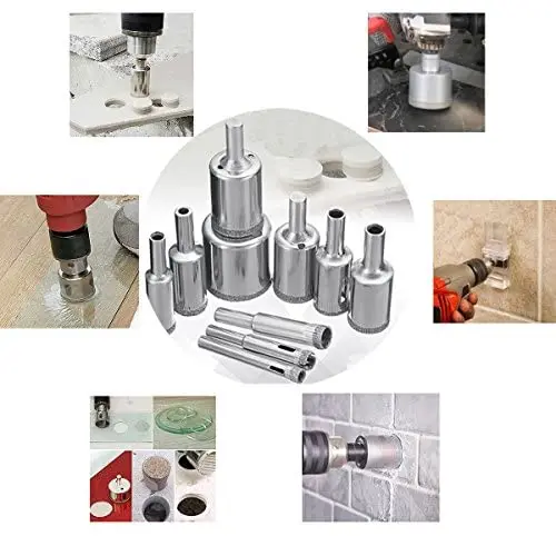 Bộ 10 Bộ Mũi Khoan 6Mm-30Mm/0.23 "-1.18" Tráng Kim Cương Nhân Kính Mũi Khoan bit Ngói Cưa Lỗ Mũi Cho Lát Đá Hoa Đồ Gốm Thủy Tinh