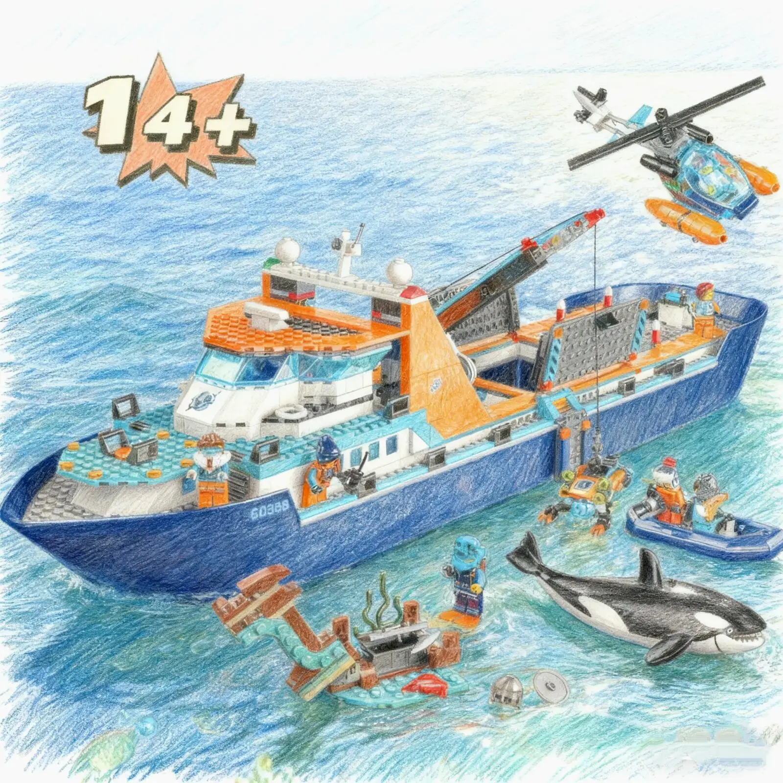 

815pcs Deep Sea Exploration Vessel Marine Research Ship Arctic Research Ship 60368 Building Block Toy Birthday Christmas Gift