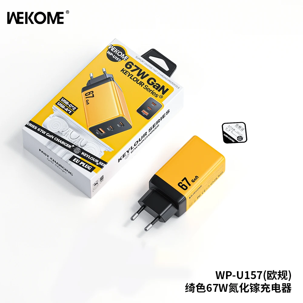 WEKOME 67W GaN Charger Quick Charge Fast Charging Type C Charger QC4.0 PD 3.0 USB C Adapter For iPhone 15 14 13 iPad Pro Macbook