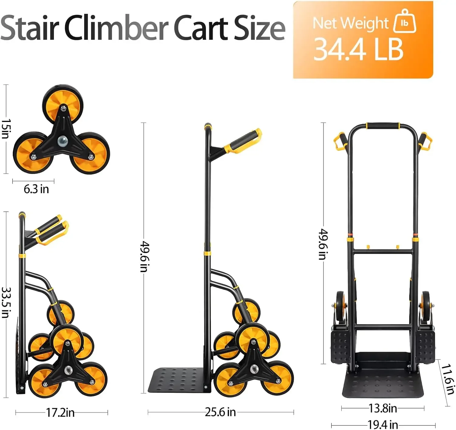 

[Discounted Price, Hot Sale!]Stair Climbing Dolly, Upgraded Heavy-Duty Stair Climber Hand Truck 770 Lbs Capacity, Foldable Cart