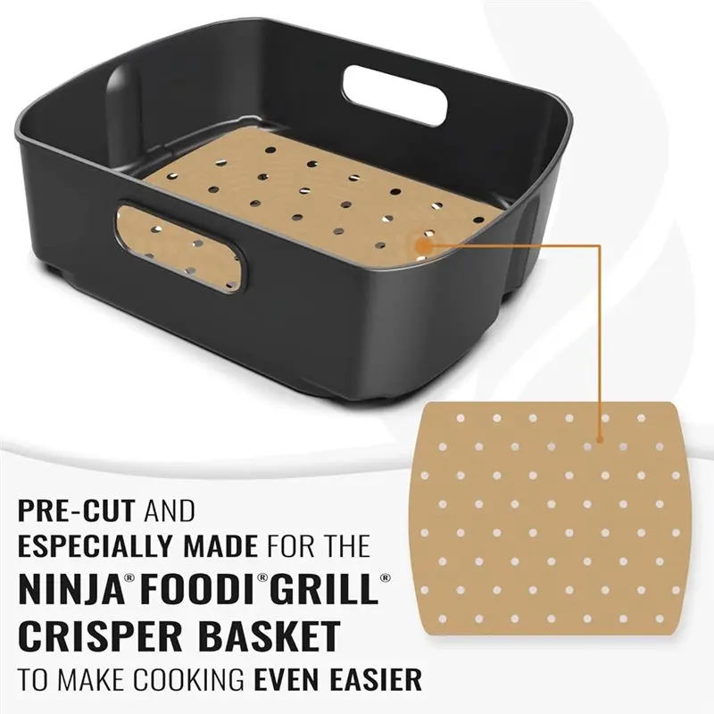 YANA35R – revêtement en papier parchemin non blanchi pour gril Ninja Foodi AG301, accessoires pour friteuse à air résistants à la chaleur, 100 pièces