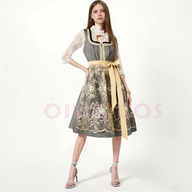 

Beer Festival Traditional Bavarian Costume Maid Dress Beer Dress Short Sleeve Strap Dress Women's Set