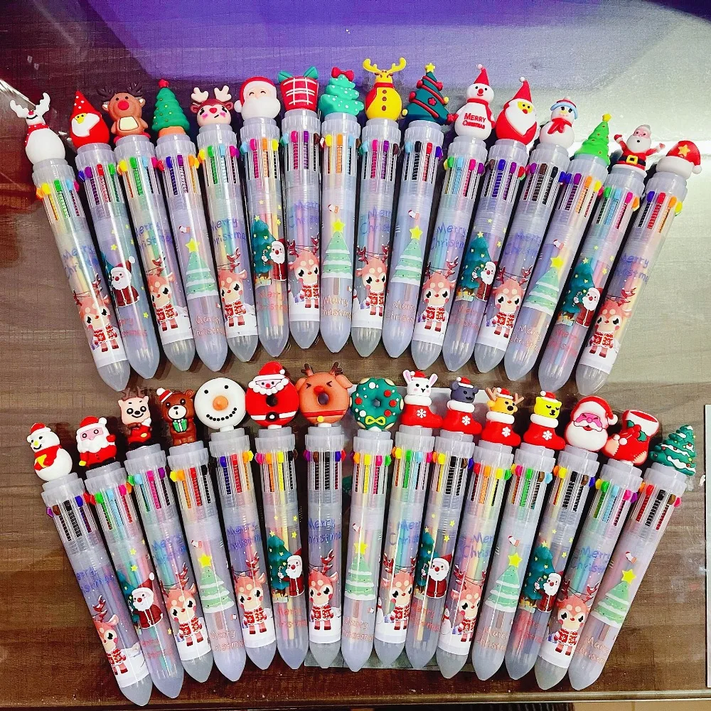 5–50 Stück Kugelschreiber in 10 Farben mit Schneemann- und Elchmotiv, Weihnachtsfeier-Dekoration, Geschenk für Schule, Büro, Weihnachten, Neujahr, Geschenk zum Verschenken