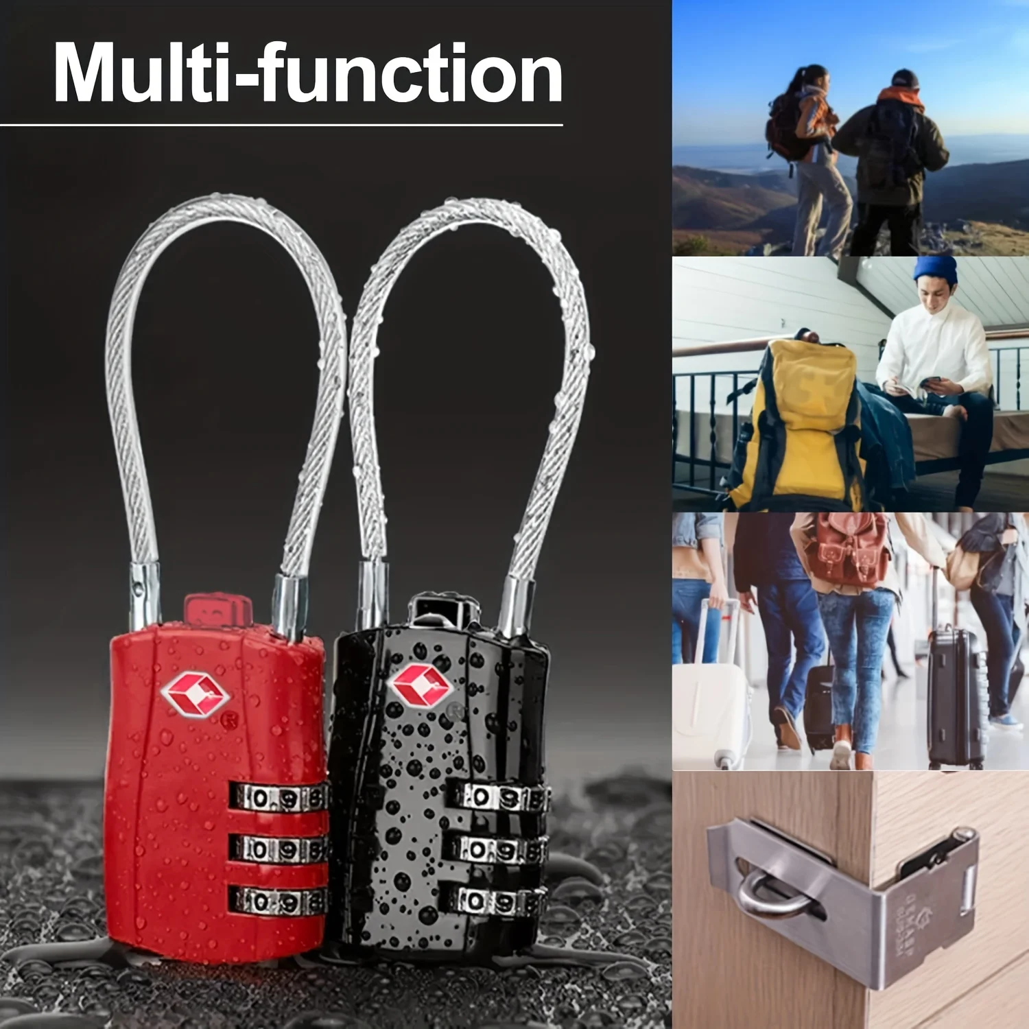 قفل بكلمة مرور محمول، قفل الأمتعة، خزانة الظهر، 3 أرقام TSA، قفل كلمة المرور الجمركية، حماية أمنية ومضادة للسرقة.