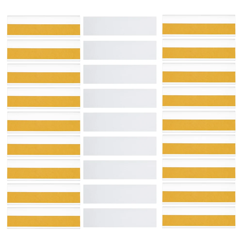 

30 Sets of Self Adhesive Label Holders with Paper Inserts Transparent Shelf Sign Holders for Supermarket Library and Office