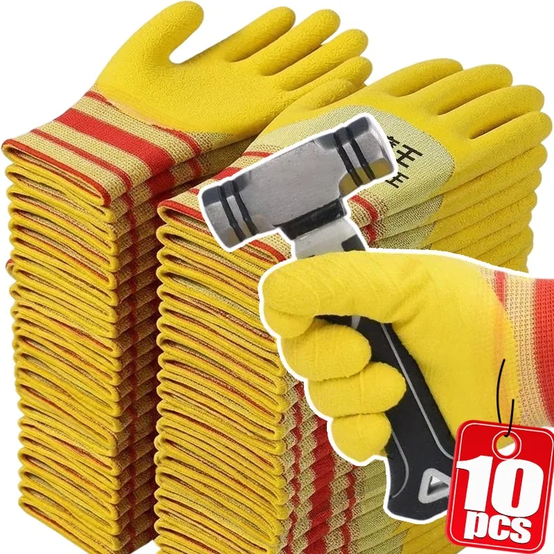 Abrasion Resistant Work Gloves for Construction Site Elastic Cuff Crinkle Finish Protective Safety Grip Glove for Warehouse