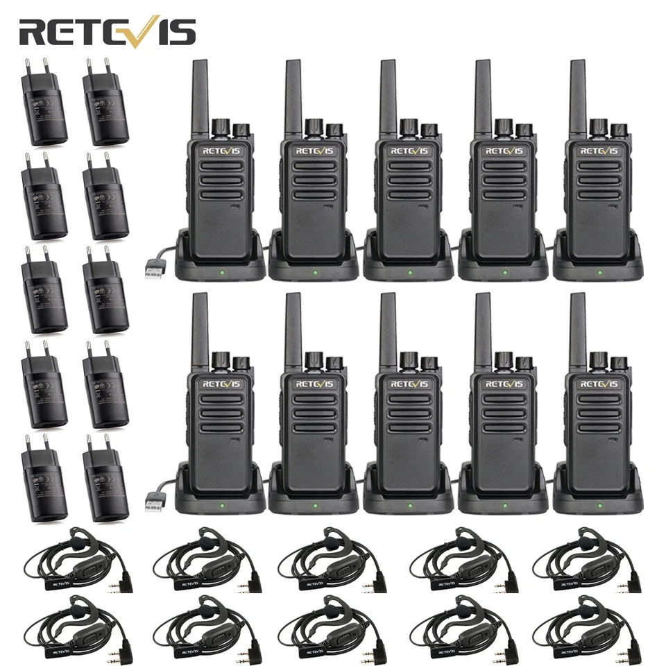 Retevis RT668 Walkie Talkie Long Rang 10PCS Wytrzymałe radio PMR VOX 2 Way Radio do sprzętu komunikacyjnego w restauracjach hotelowych