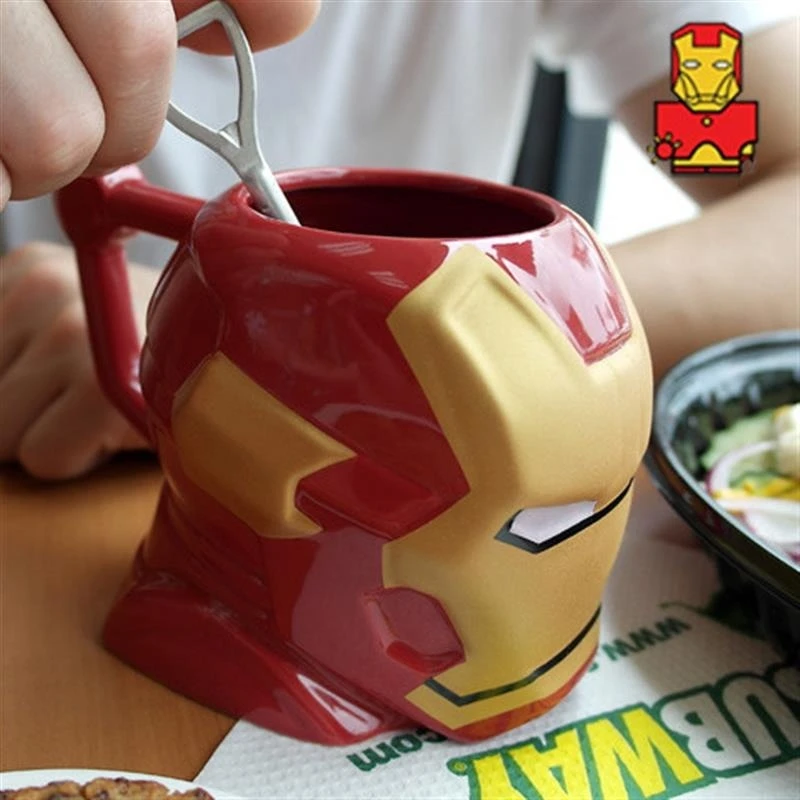 

Avengers Movie Series Peripheral Spider-Man Iron Man Action Figure Ceramic Cup Anime Creative Personalized Water Cup Gift