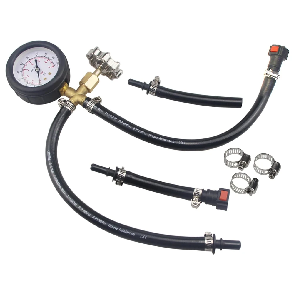 Universal Fuel Pressure Gauge Kit With Quick Connected Hose 0-100 PSI Fuel Pump Tester Fuel Injection Pressure Tester Fuel