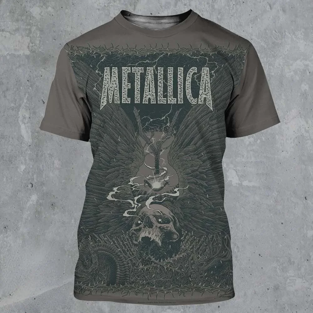2026 Vintage Metallica  2026 Concert T-shirt Green Ghost Zombie Sword 3D Full Print Unisex Punk Gothic Oversized Summer Top ﻿