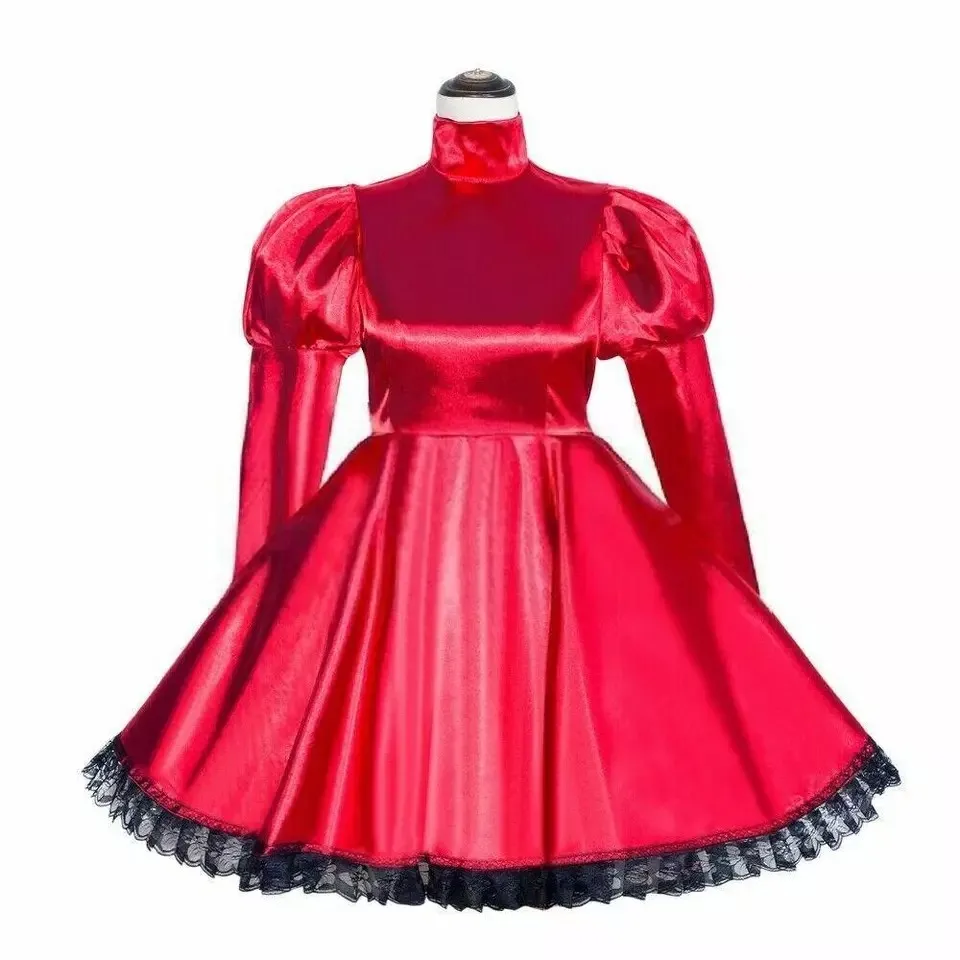 

Sissy Girl red lockable dress French maid cosplay Costumes Tailor-made