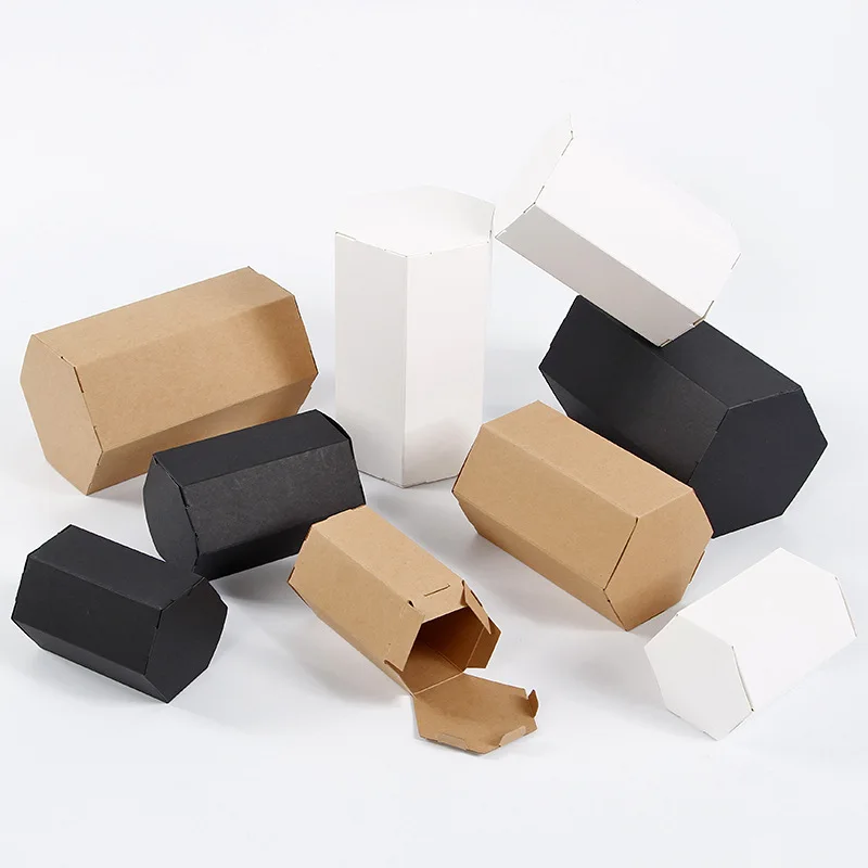 5pcs Kraft Paper Hexagon Candy Box Mini Tea Storage Party Gift Packaging Boxes