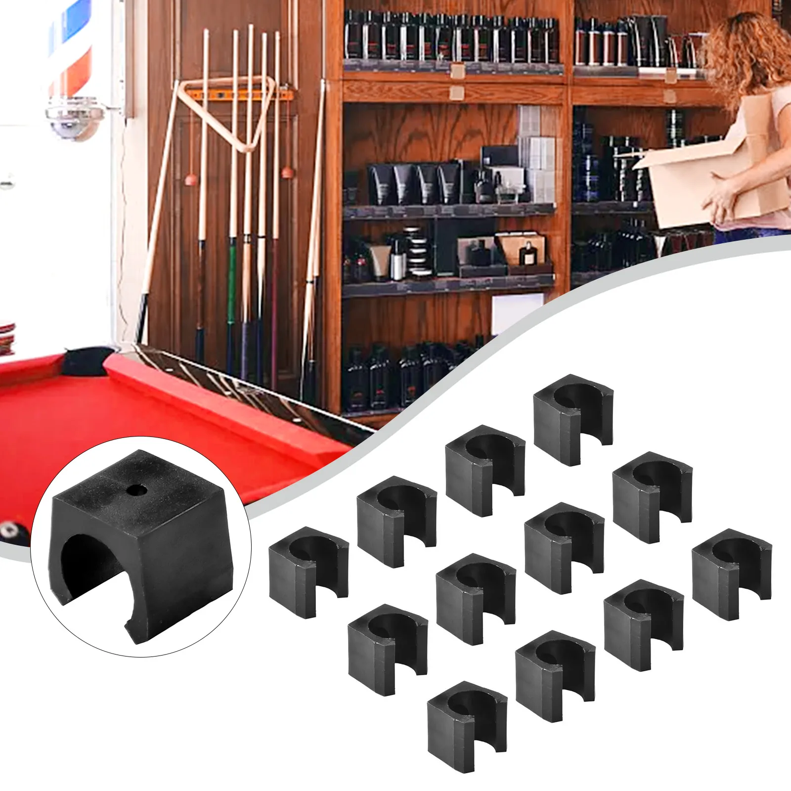 Mounted Rack Pool Cue Billiard Cue Holder Premium Plastic Clips for Your Billiard Cue and Fishing Rods 12 Piece Set