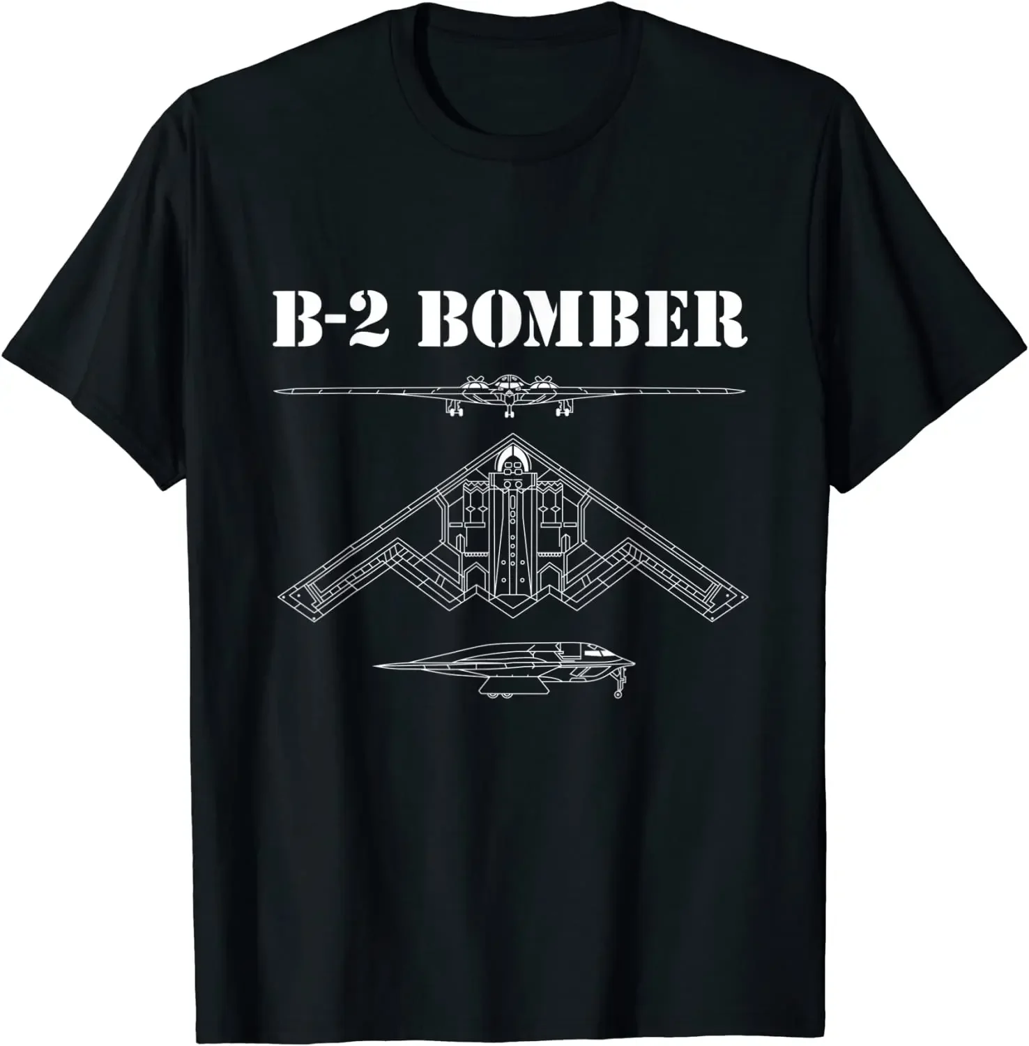 B-2 Bomber Aircraft Schematic Military Stealth Bomber B2 Men T-Shirt Short Sleeve Casual Cotton O-Neck Summer T Shirts