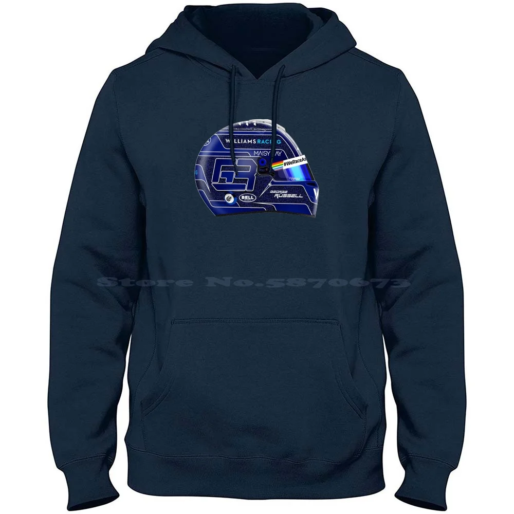 George Russell 63 Helmet 100% Cotton Hoodie Williams Racing George Russell Grand Prix Motorsport Basketball Paul George