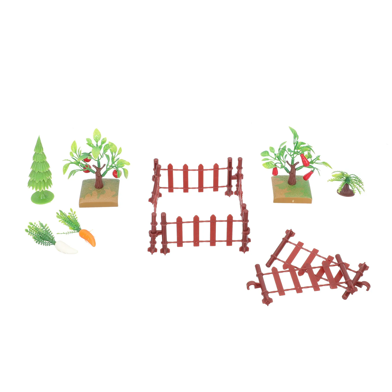 

1Set Exquisite Plastic Farm Layout Decor Prop Bright Color Mini Farm Fence Ornament for Micro Landscape Design Indoor Decor