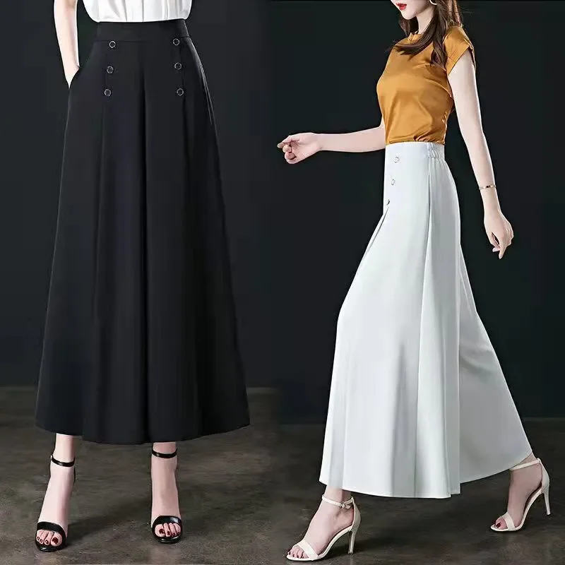 

Office Lady Fashion Oversized Pants Spring Summer Koreon Women Vintage Elastic High Waist Big Size Casual Wide Leg Trousers E53