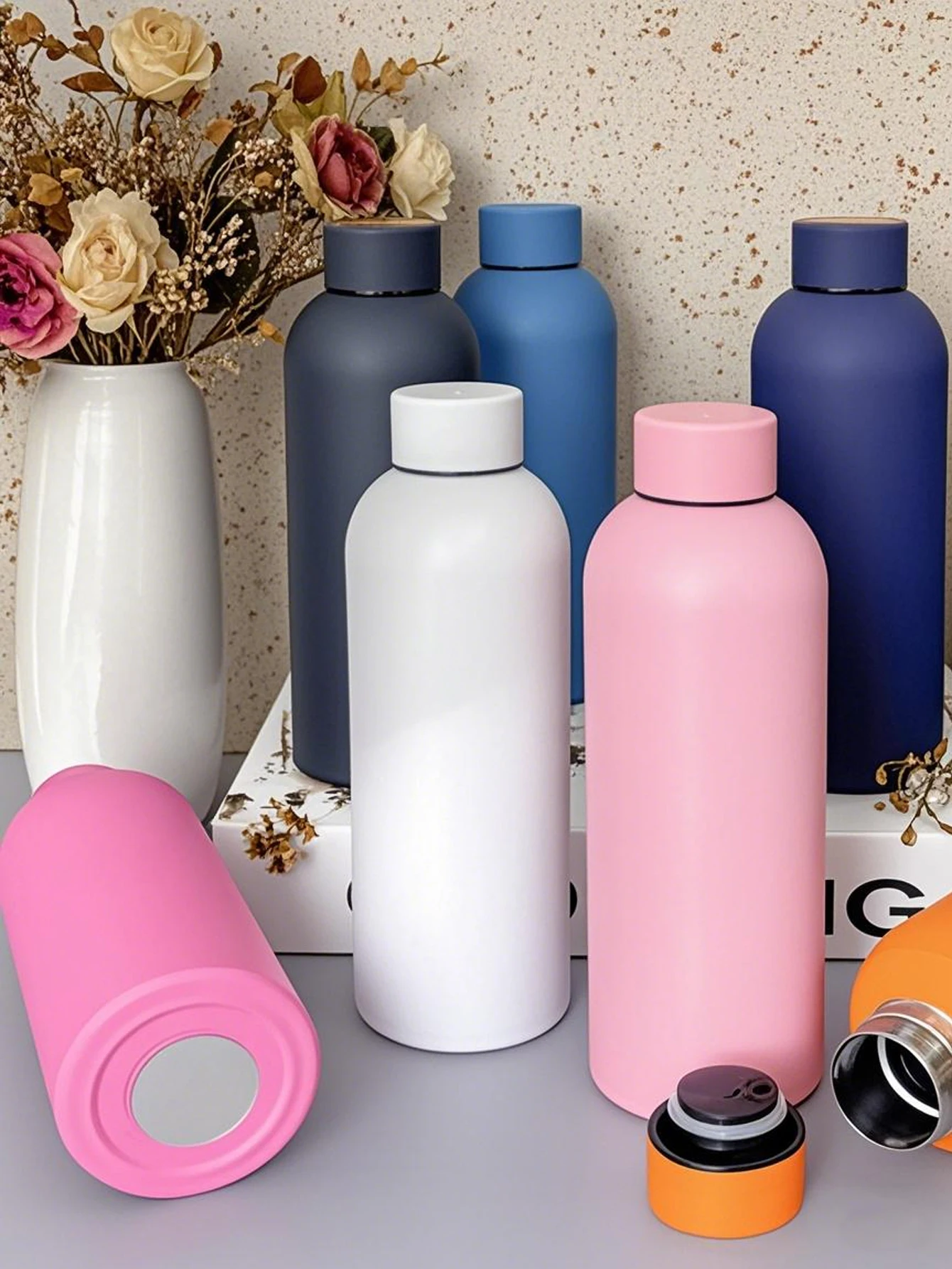 كوب قهوة لاتيه صغير الفم بلون سعة 500 مل، أدوات شرب لجميع المواسم، زجاجة مياه معزولة بالفراغ #1