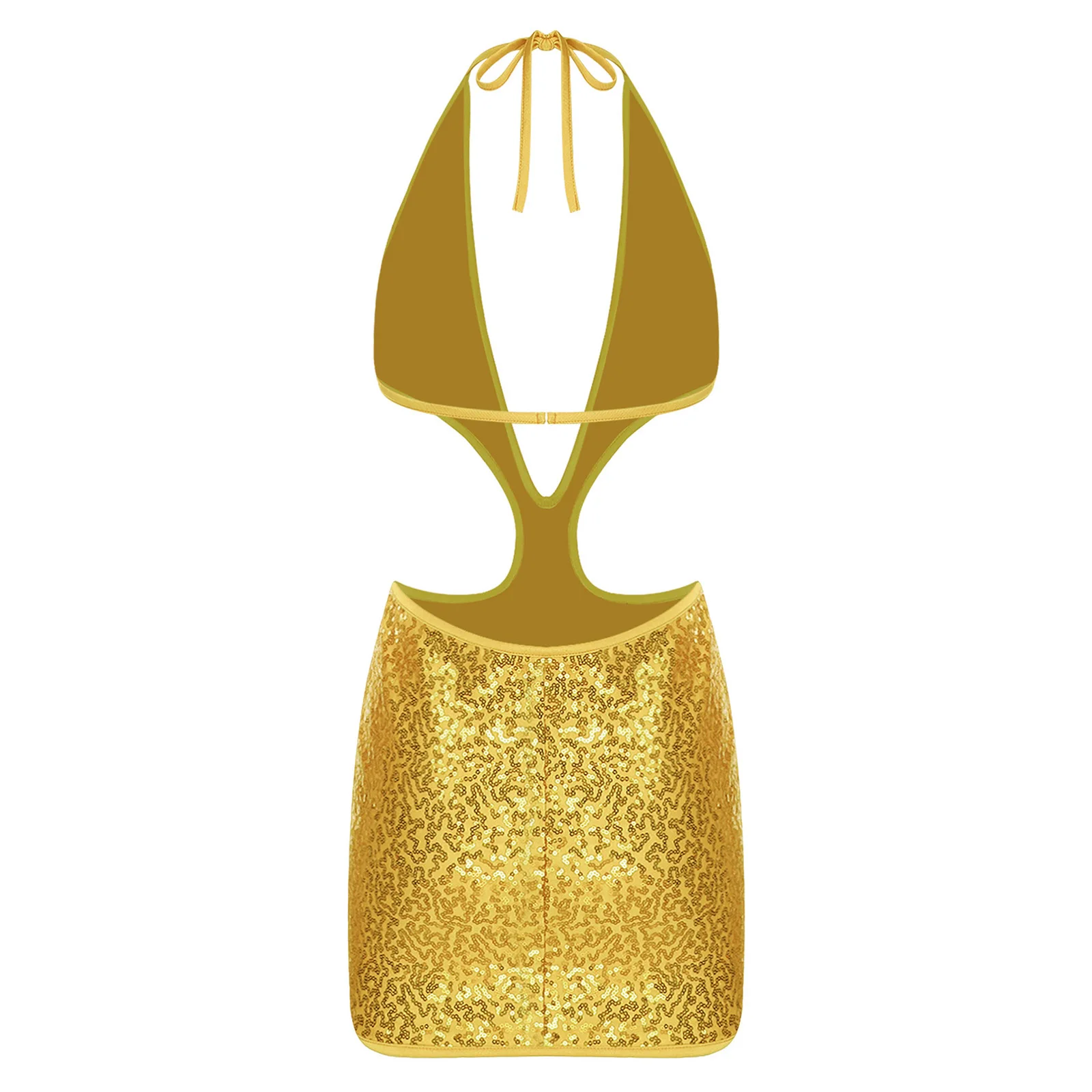 فستان نسائي أنيق مزين بالترتر وفتحة رقبة على شكل V عميقة مع فتحة خلفية مفتوحة من الخلف فستان معانقة على الورك للنادي والحفلات الليلية ملابس الشاطئ #5