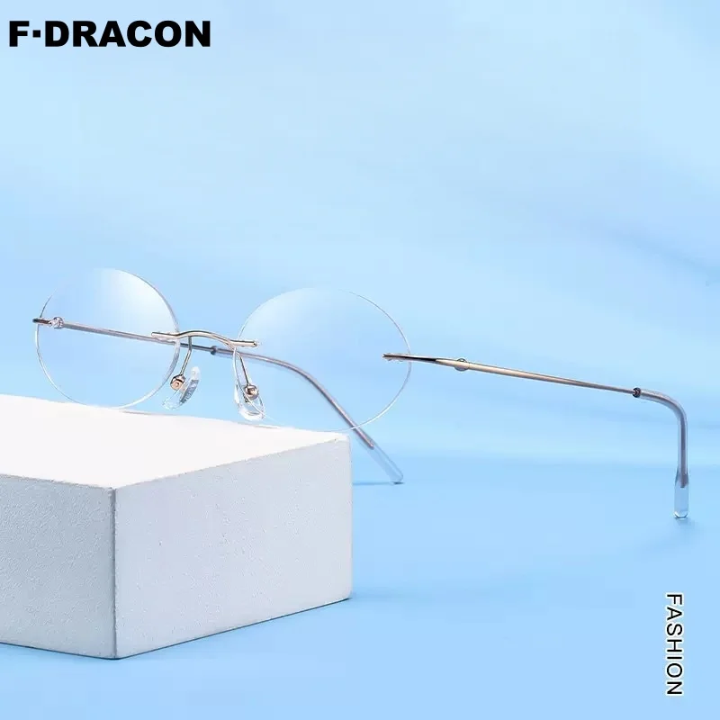 F·DRACON Feather Titanium Eyeglass Frame Ultra Light Elliptical Women's Eyeglass Frame 9g Small Frame Optical Frame Men 9015