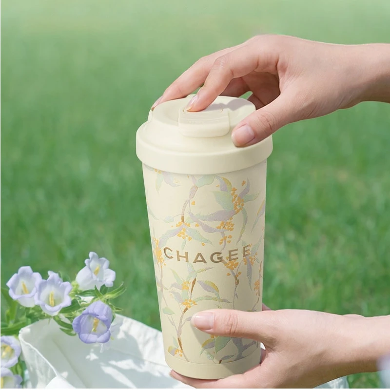 New CHAGEE Insulated Coffee Cup One Press Open Portable Leakproof Thermal Water Bottle For Travel Car Office Daily Use