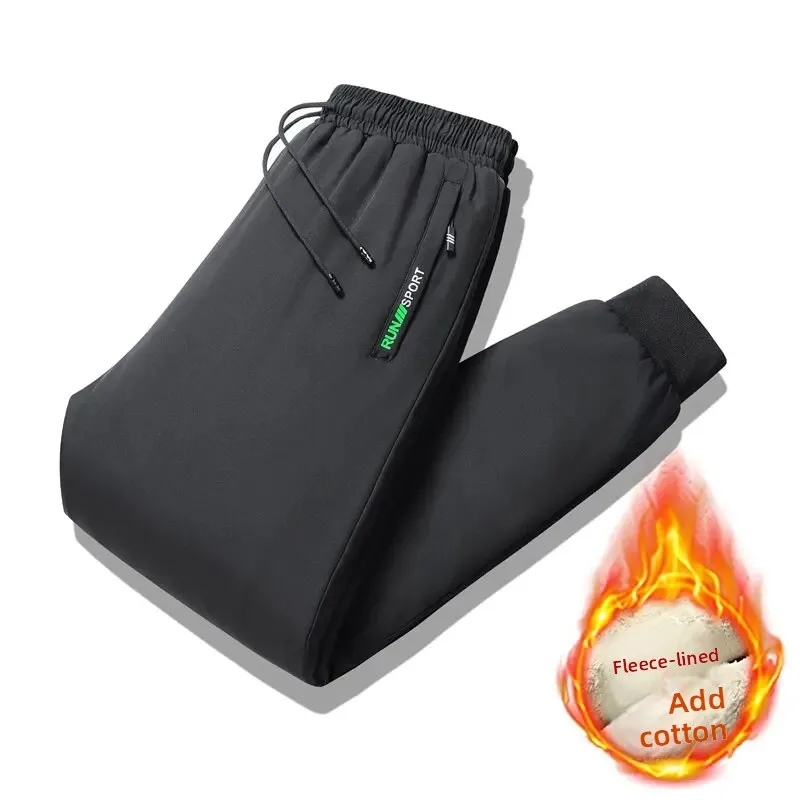 

2025 Autumn and Winter New Fashion Sports Plus Fleece Thick Warm Pants Men's Casual Loose Comfortable Large Size Pants M-8XL