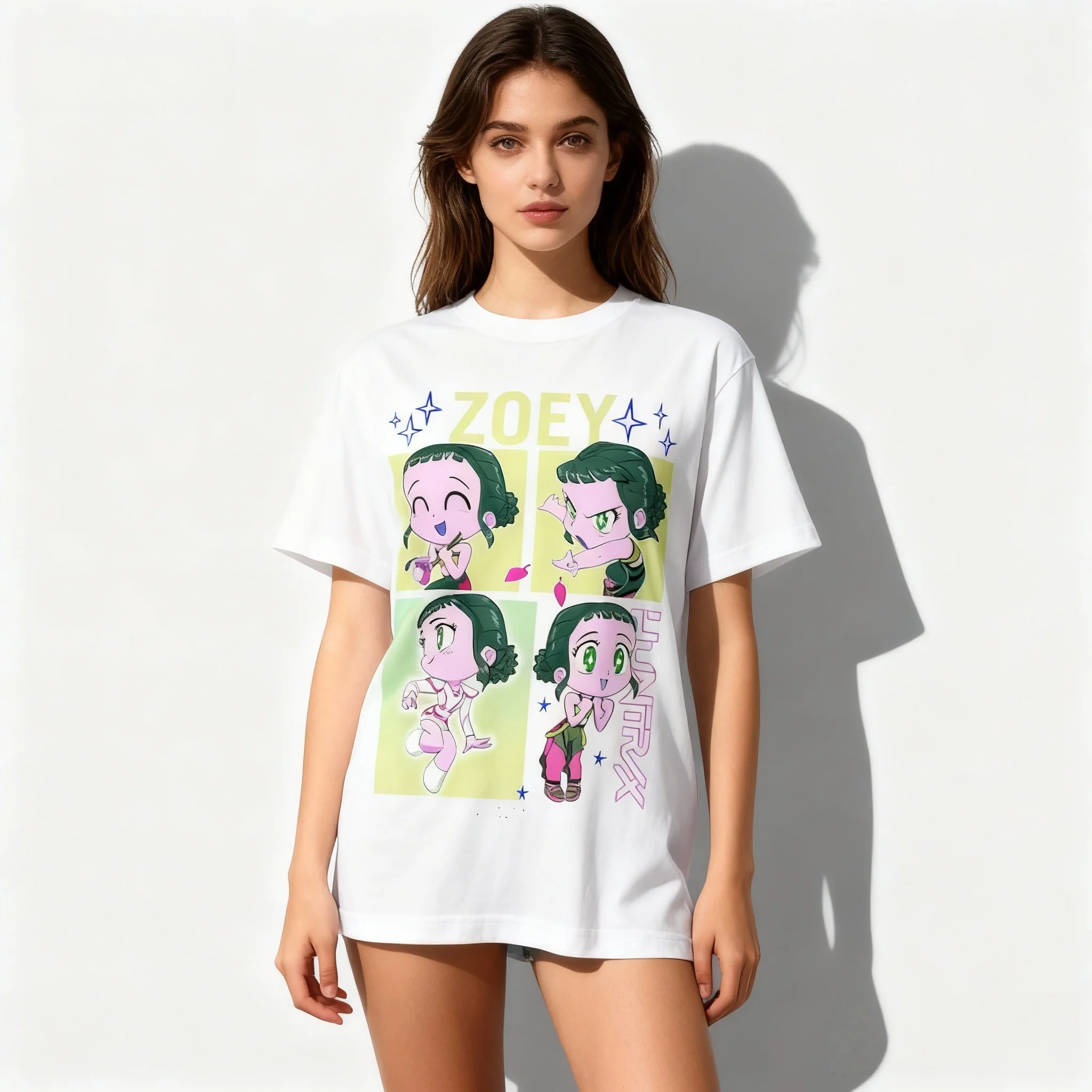 25/26 Summer Anime Movie KPOP Witch Hunt Character T-shirt Korean European and American Street Oversized Adult Women Children