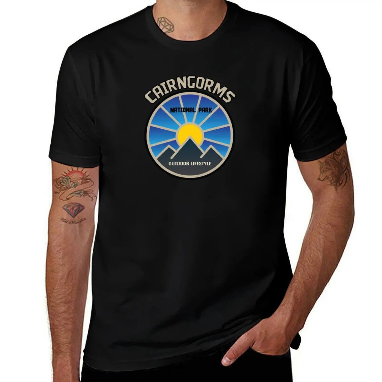 Cairngorms national mountain park in Scotland T-Shirt Functional Casual Short Sleeve Tee T-Shirt