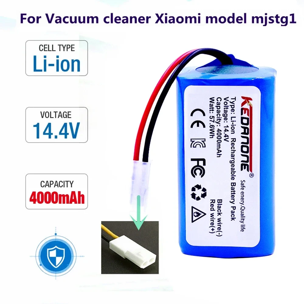 High-Quality 18650 Batteries 14.4V 2600mAh Li-ion Battery For XIAOMI MIJIA MI Robot Vacuum-Mop Essential MJSTG1 Vacuum Cleaner