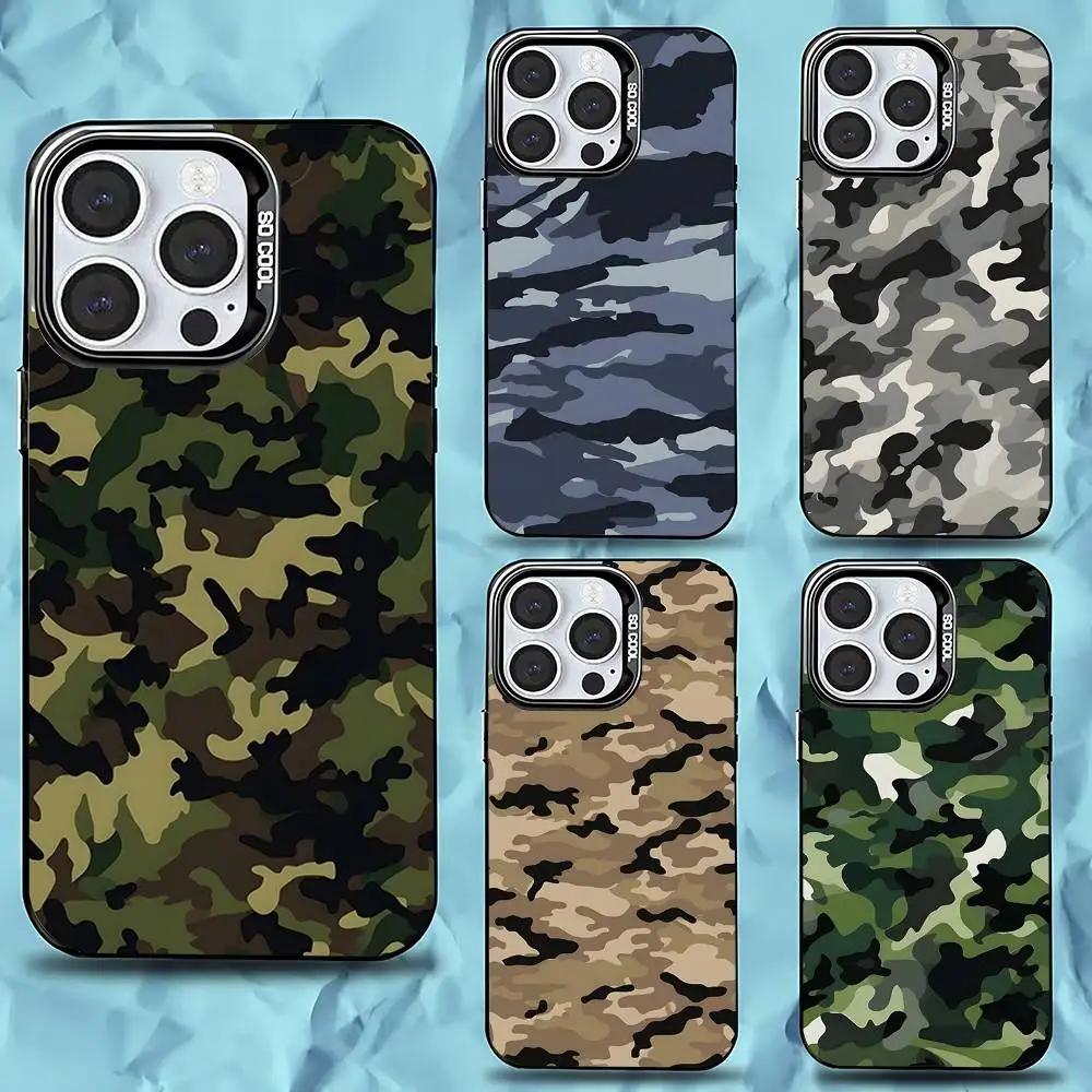 

Модный камуфляжный чехол для телефона iPhone 17,16,15,14,13,12,11,Pro,Max,Plus,Mini,XS,SE, черный матовый жесткий бампер с защитой от падения