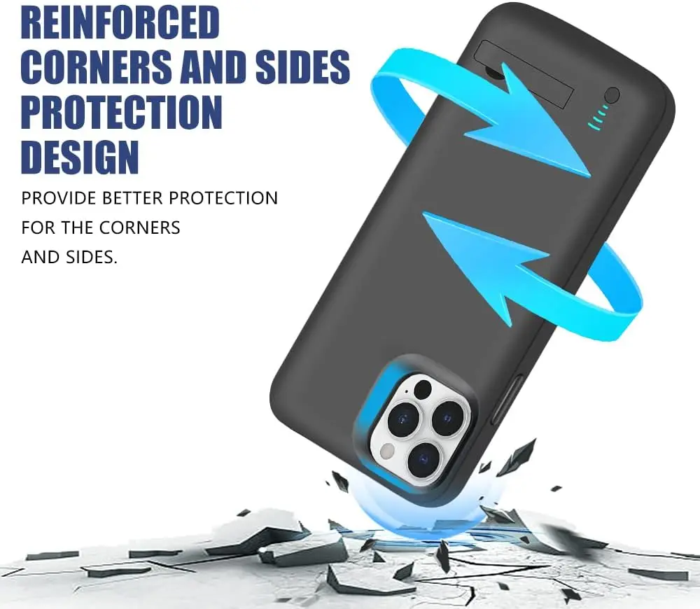 5000mAh Smart Battery Charger Case for iPhone 12 Pro Portable Rechargeable Protective Charging Cover for iPhone 12 Power Bank