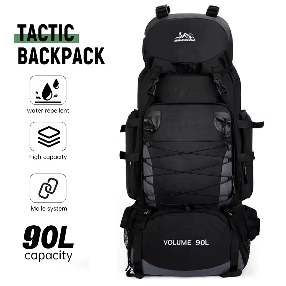 

Molle 90L Outdoor Mountaineering Waterproof Rucksack Bag Sports Double Shoulder Bag Casual Hiking Travel Tactical Backpack