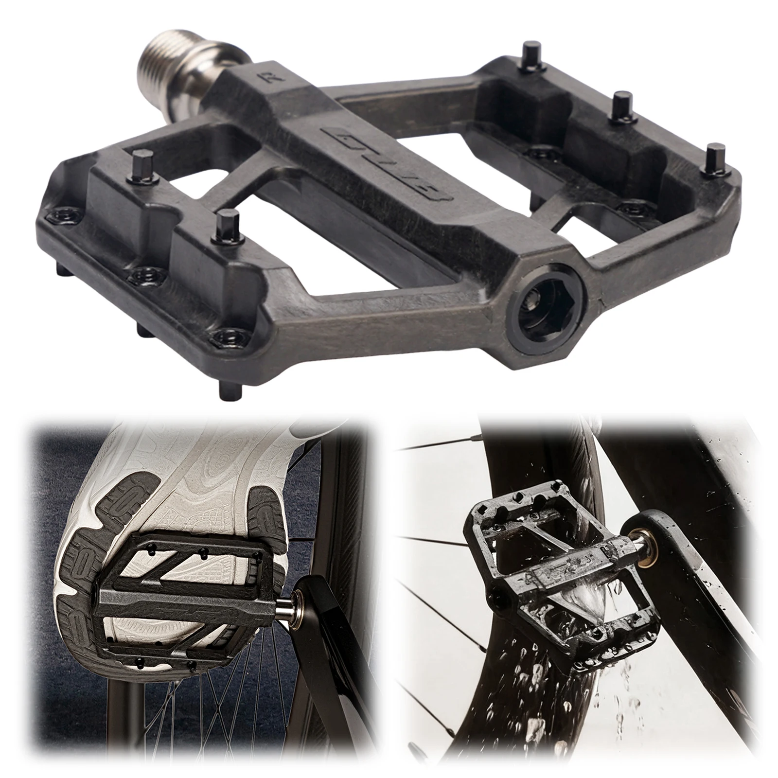 1 Pair Carbon Fiber Pedal 3 Bearings Titanium Shaft Bike Flat Pedal Bicycle Racing Pedal for Outdoor Travel Cycling Accessories