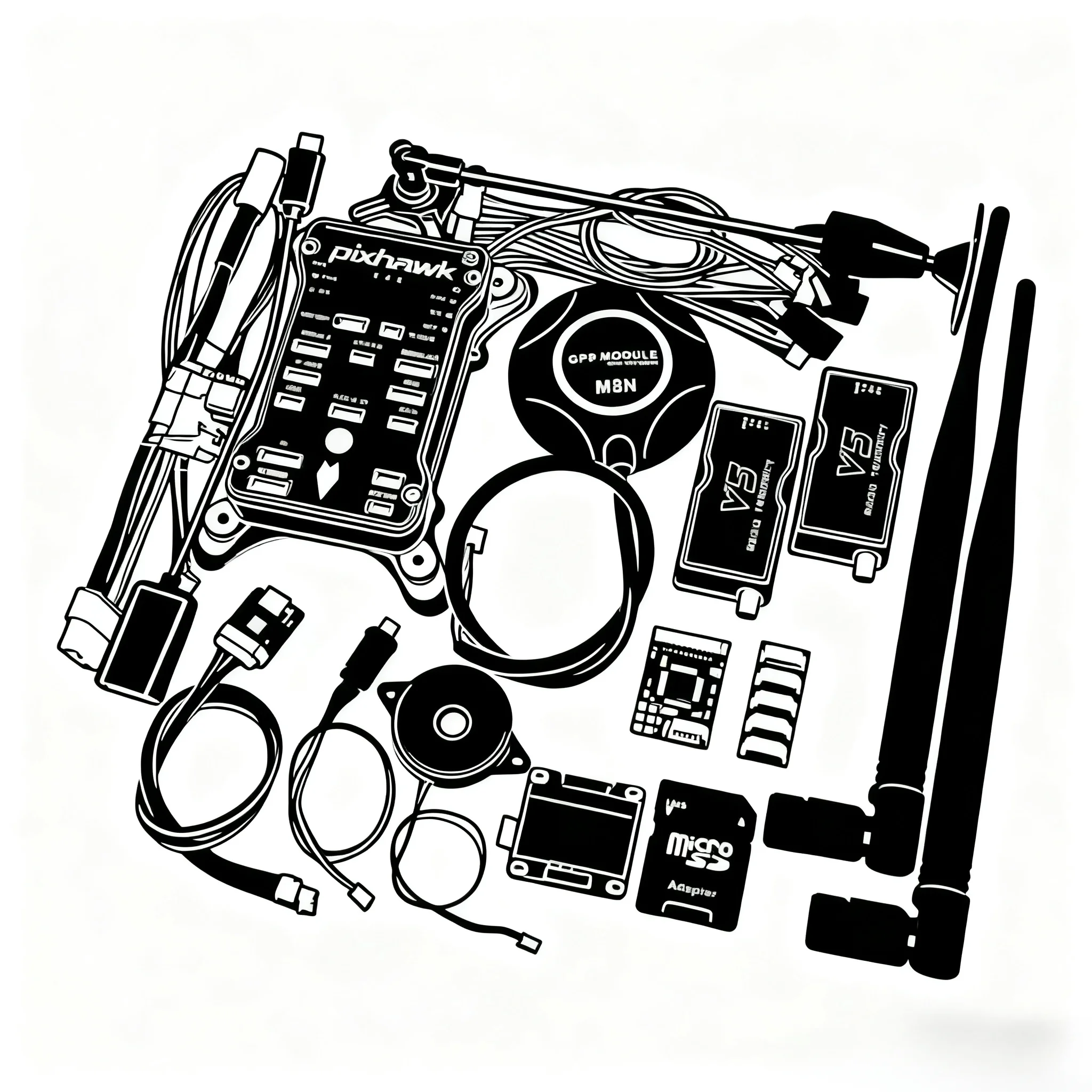 

HotRC Pixhawk PIX2.4.8 32 Bit Flight Controller Autopilot with 4G SD Safety Switch Buzzer PPM I2C HotRC Quadcopter Ardupilot