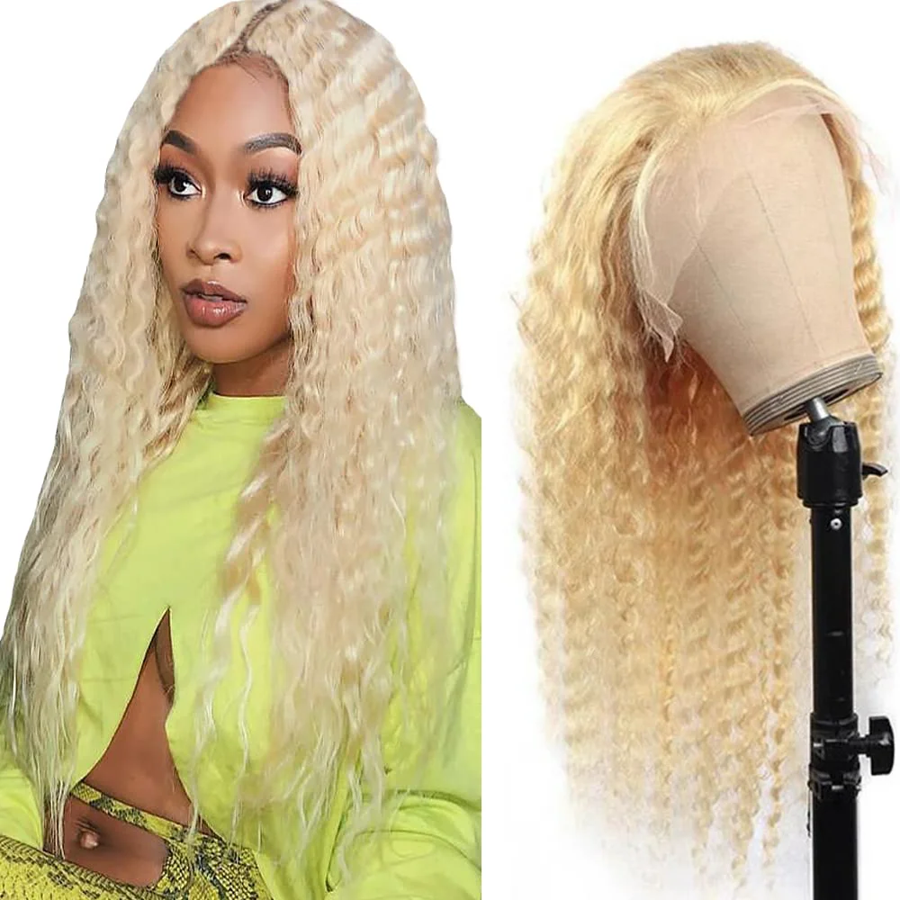 Rosabeauty 13x4 Honey Blonde Water Curly Transparent HD Lace Frontal Wig Brazilian Remy Color Deep Wave Front Human Hair Wigs