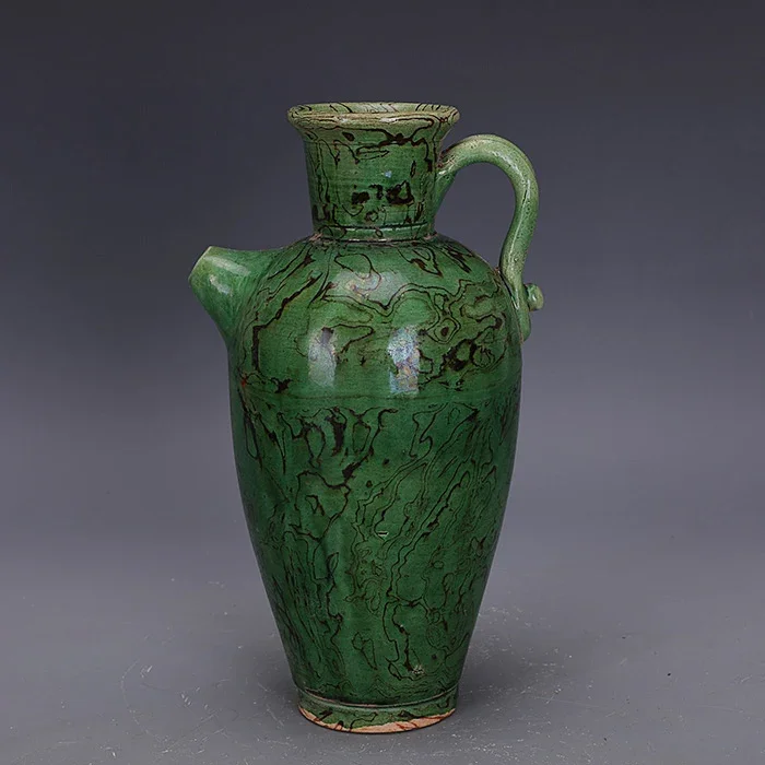 Tang Dynasty Green Space Twisted Porcelain Handmade Pot Making Antique Porcelain Retro Collection Ornaments